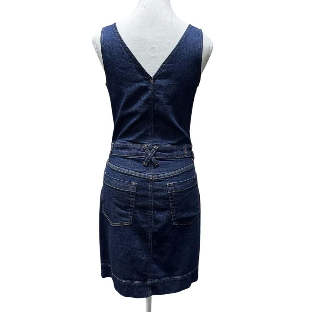 7 For All Mankind Blue Denim Button Down Mini Dress Bodycon Cowgirl - Picture 3 of 9